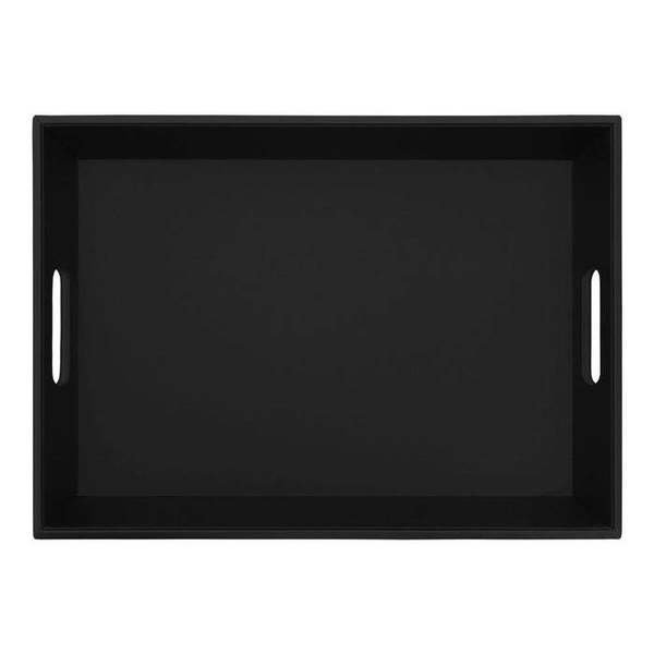 Dacasso Black Leather Serving Tray with Handles AG-1033